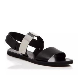 Vince Ciara Leather Metal Plate Double Band Sandal
